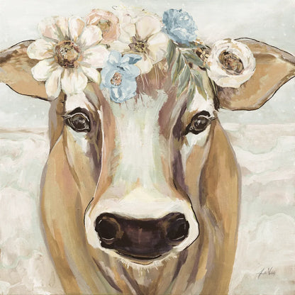 Beau with Flowers Neutral by Jeanette Vertentes. SKU 68121a. Archival Giclee Fine art print for wall decor.