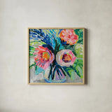 Because Im Happy by Jeanette Vertentes. Shown in a natural wood glass frame for a timeless modern aesthetic. Available as an archival giclee rolled canvas, fine art paper, or poster print. SKU 84313a.