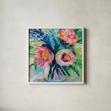 Because Im Happy by Jeanette Vertentes. Shown in a crisp white glass frame for a clean and minimalist style. Available as an archival giclee rolled canvas, fine art paper, or poster print. SKU 84313a.