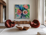 Because Im Happy by Jeanette Vertentes. Shown as extra-large giant wall art in a modern living room. Available as an archival giclee rolled canvas, fine art paper, or poster print. SKU 84313a.