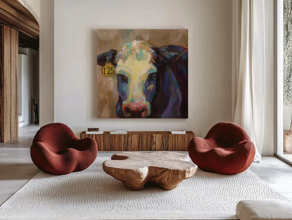 Betsy by Jeanette Vertentes. Shown as extra-large giant wall art in a modern living room. Available as an archival giclee rolled canvas, fine art paper, or poster print. SKU 49342a.