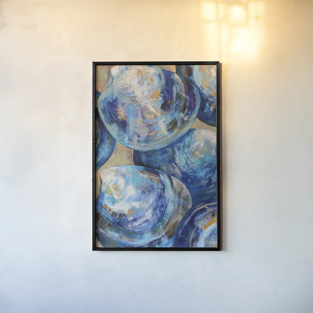Beyond Blue Shells by Jeanette Vertentes. shown as a paper print in a black flame. Available as a archival giclee rolled canvas, fine art paper, or poster print. SKU 72150h.