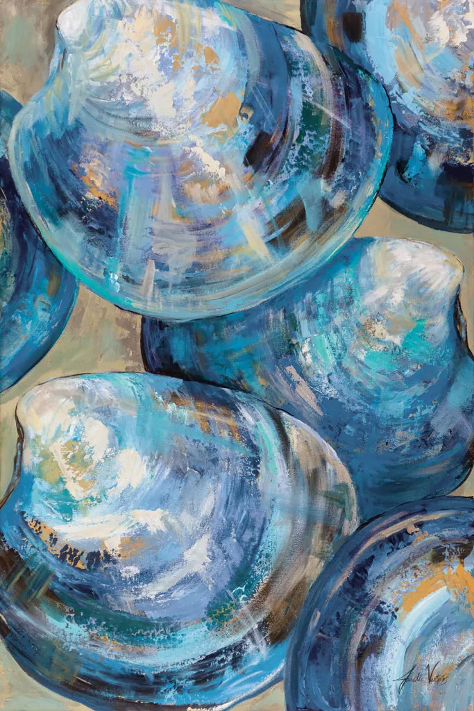 Beyond Blue Shells Light by Jeanette Vertentes. SKU 73157h. Archival Giclee Fine art print for wall decor.