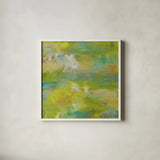 Bliss by Jeanette Vertentes. Shown in a crisp white glass frame for a clean and minimalist style. Available as an archival giclee rolled canvas, fine art paper, or poster print. SKU 55483a.