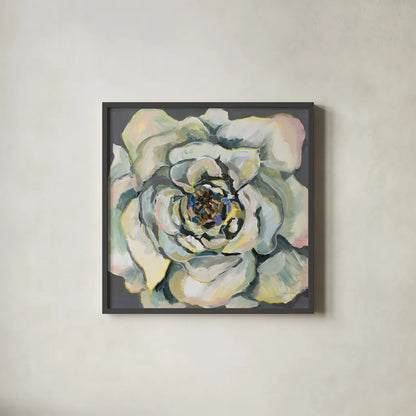 Bloom I by Jeanette Vertentes. Shown in a sleek black glass frame for a contemporary gallery look. Available as an archival giclee rolled canvas, fine art paper, or poster print. SKU 54411a.