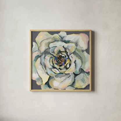 Bloom I by Jeanette Vertentes. Shown in a natural wood glass frame for a timeless modern aesthetic. Available as an archival giclee rolled canvas, fine art paper, or poster print. SKU 54411a.