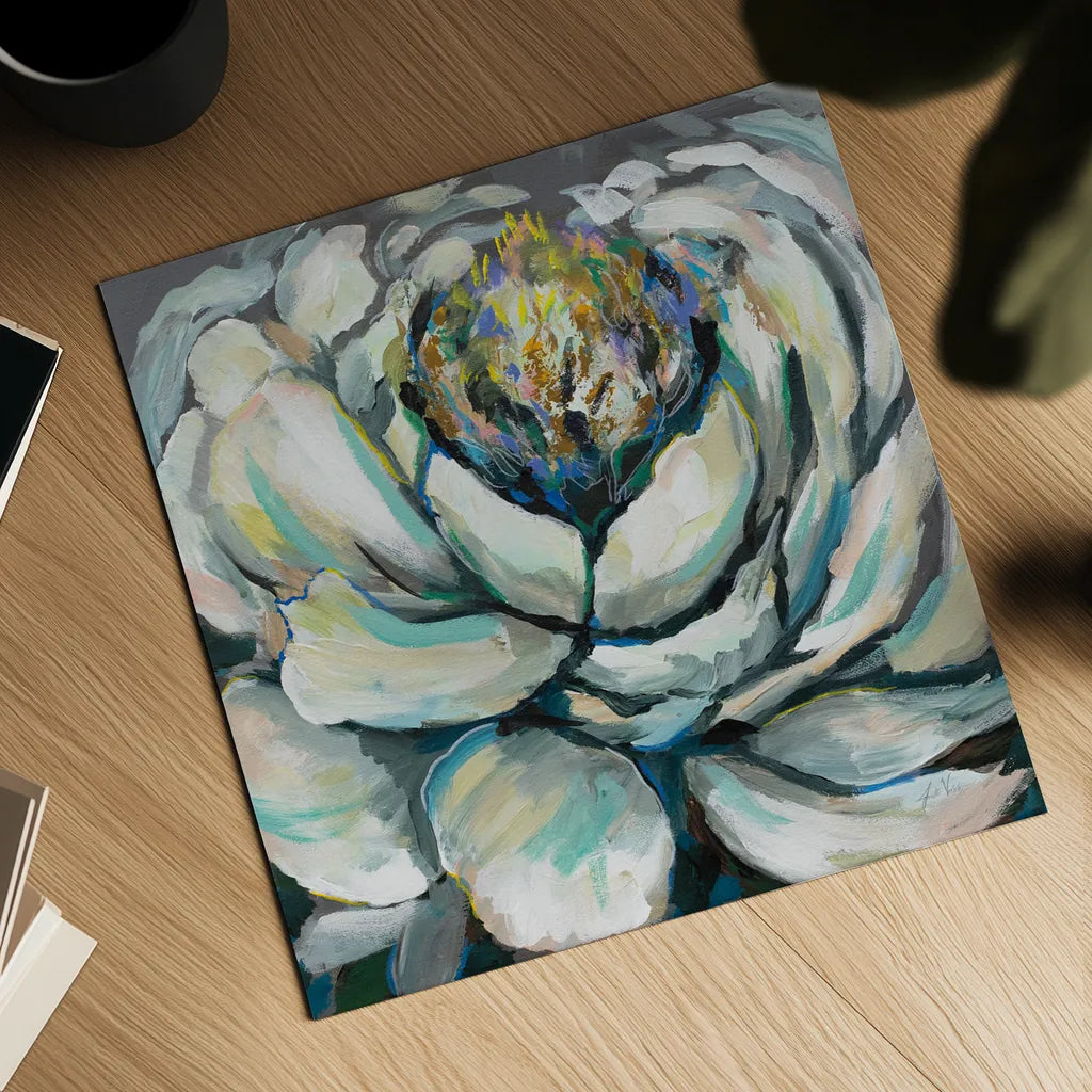 Bloom II by Jeanette Vertentes. Shown as a detailed flat fine art print, highlighting archival giclee quality. Available as an archival giclee rolled canvas, fine art paper, or poster print. SKU 54412a.