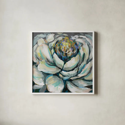 Bloom II by Jeanette Vertentes. Shown in a crisp white glass frame for a clean and minimalist style. Available as an archival giclee rolled canvas, fine art paper, or poster print. SKU 54412a.
