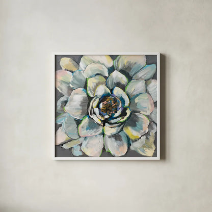 Bloom III by Jeanette Vertentes. Shown in a crisp white glass frame for a clean and minimalist style. Available as an archival giclee rolled canvas, fine art paper, or poster print. SKU 54413a.