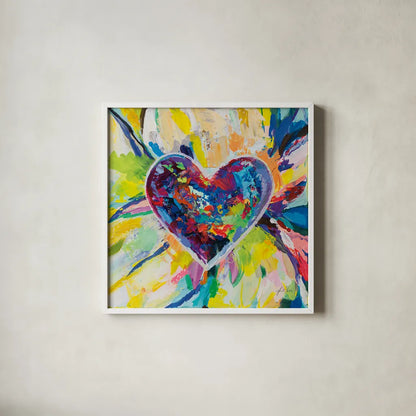 Blooming Love by Jeanette Vertentes. Shown in a crisp white glass frame for a clean and minimalist style. Available as an archival giclee rolled canvas, fine art paper, or poster print. SKU 78268a.