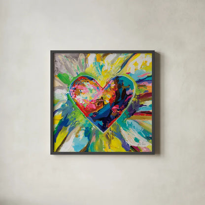 Blooming Love Too by Jeanette Vertentes. Shown in a sleek black glass frame for a contemporary gallery look. Available as an archival giclee rolled canvas, fine art paper, or poster print. SKU 78269a.