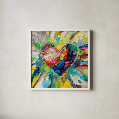 Blooming Love Too by Jeanette Vertentes. Shown in a crisp white glass frame for a clean and minimalist style. Available as an archival giclee rolled canvas, fine art paper, or poster print. SKU 78269a.