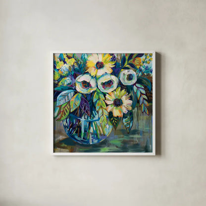 Blue Light by Jeanette Vertentes. Shown in a crisp white glass frame for a clean and minimalist style. Available as an archival giclee rolled canvas, fine art paper, or poster print. SKU 53920a.