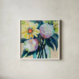 Boisterous by Jeanette Vertentes. Shown in a crisp white glass frame for a clean and minimalist style. Available as an archival giclee rolled canvas, fine art paper, or poster print. SKU 101651a.