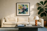 Boisterous by Jeanette Vertentes. Displayed in a glass frame with matte in a clean modern living room. Available as an archival giclee rolled canvas, fine art paper, or poster print. SKU 101651a.