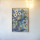 Bountiful Bouquet by Jeanette Vertentes. shown as a paper print in a natural frame. Available as a archival giclee rolled canvas, fine art paper, or poster print. SKU 70354h.
