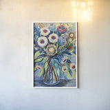 Bountiful Bouquet by Jeanette Vertentes. shown as a paper print in a white frame. Available as a archival giclee rolled canvas, fine art paper, or poster print. SKU 70354h.