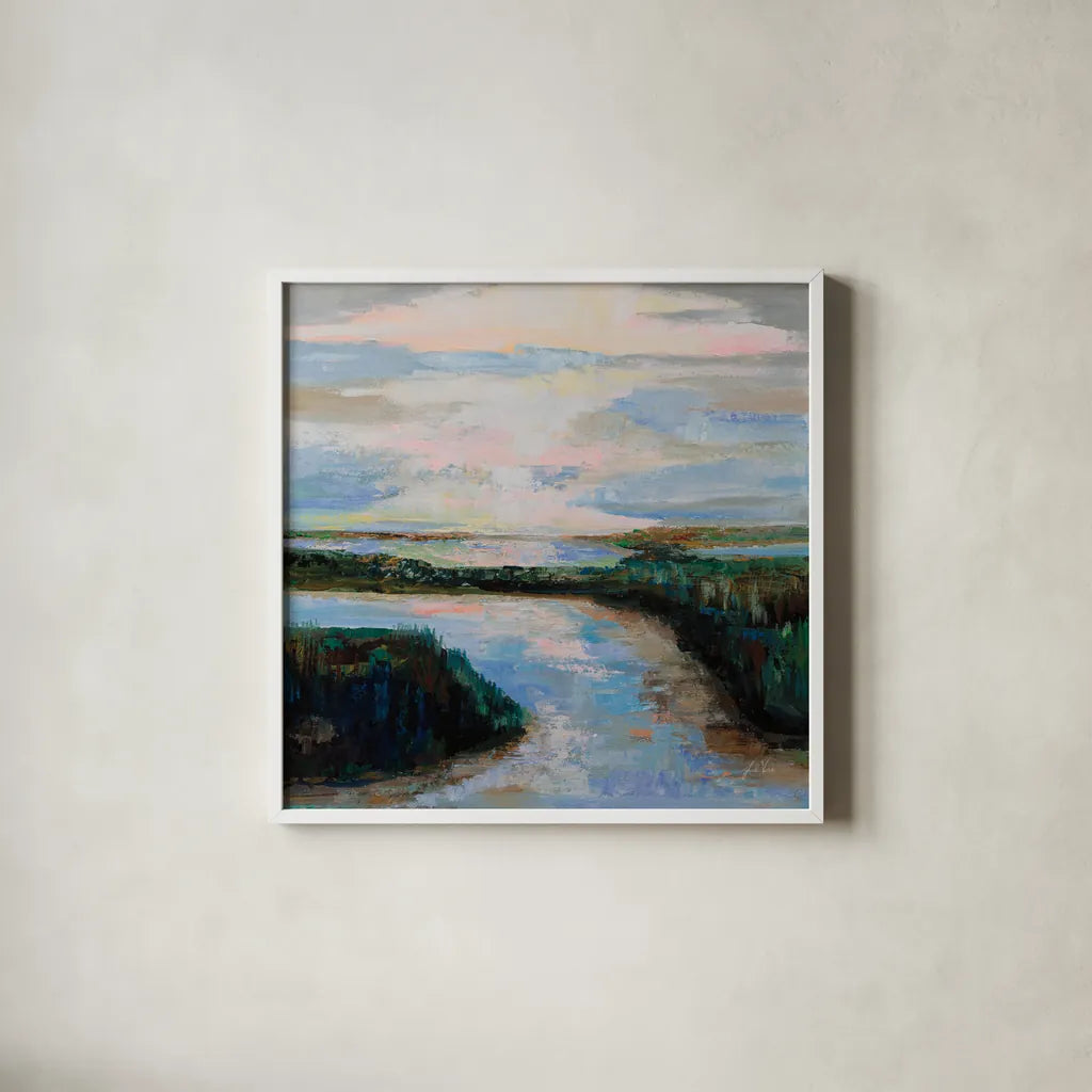 Breath by Jeanette Vertentes. Shown in a crisp white glass frame for a clean and minimalist style. Available as an archival giclee rolled canvas, fine art paper, or poster print. SKU 89212a.