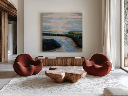 Breath by Jeanette Vertentes. Shown as extra-large giant wall art in a modern living room. Available as an archival giclee rolled canvas, fine art paper, or poster print. SKU 89212a.