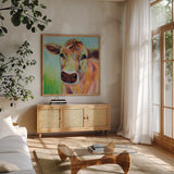 Brody by Jeanette Vertentes. Shown in a natural wood frame in a cozy modern living room. Available as an archival giclee rolled canvas, fine art paper, or poster print. SKU 57132a.