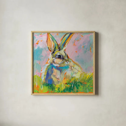 Bugsy by Jeanette Vertentes. Shown in a natural wood glass frame for a timeless modern aesthetic. Available as an archival giclee rolled canvas, fine art paper, or poster print. SKU 71462a.