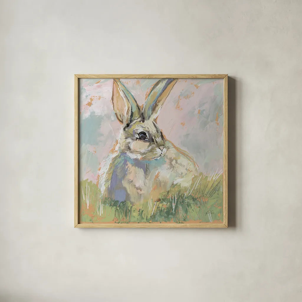 Bugsy Neutral by Jeanette Vertentes. Shown in a natural wood glass frame for a timeless modern aesthetic. Available as an archival giclee rolled canvas, fine art paper, or poster print. SKU 78358a.