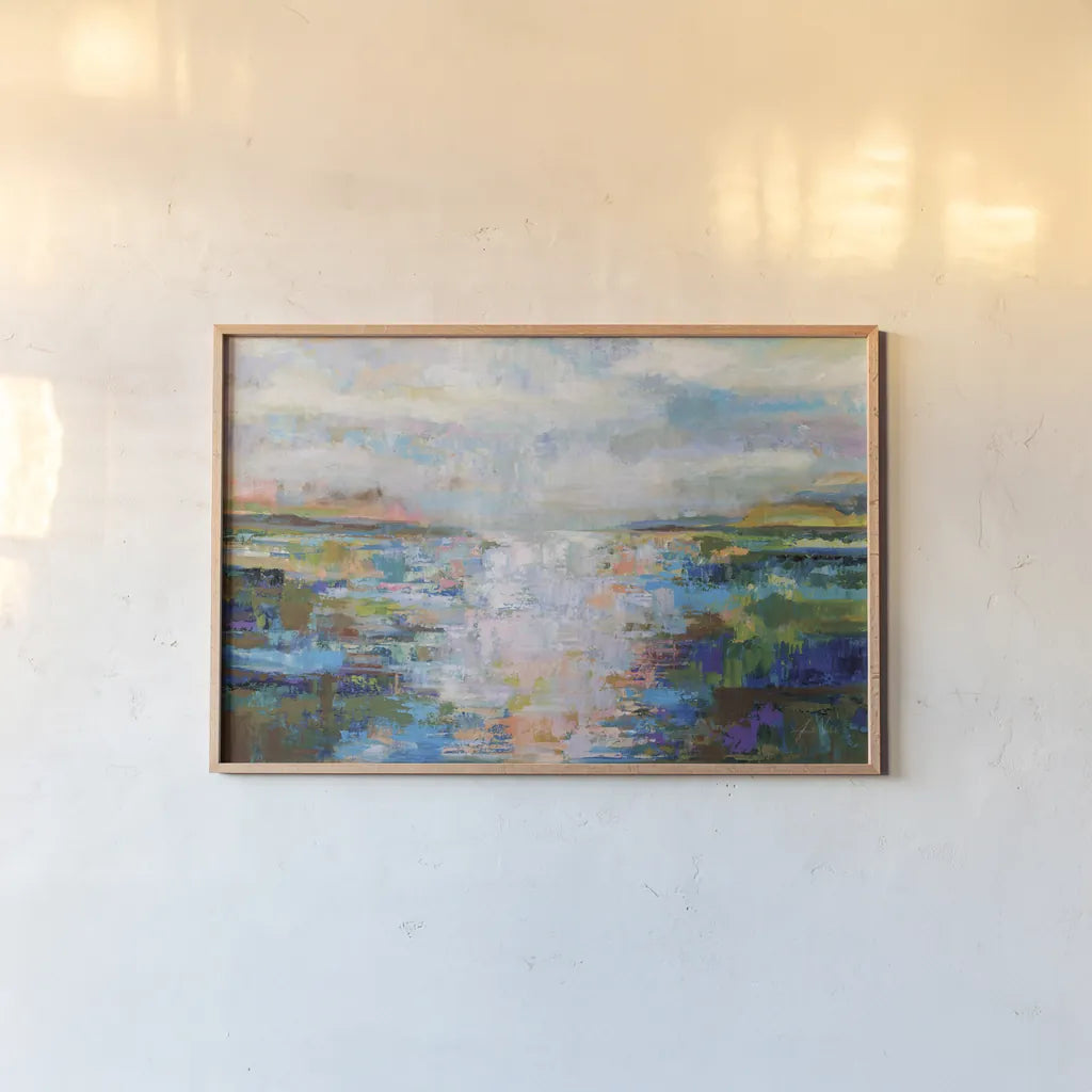 Calm Dawn by Jeanette Vertentes. shown as a paper print in a natural frame. Available as a archival giclee rolled canvas, fine art paper, or poster print. SKU 80793i.