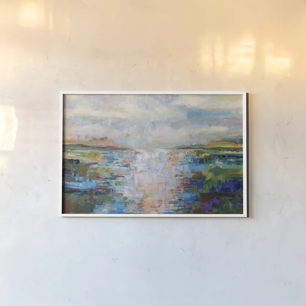 Calm Dawn by Jeanette Vertentes. shown as a paper print in a white frame. Available as a archival giclee rolled canvas, fine art paper, or poster print. SKU 80793i.