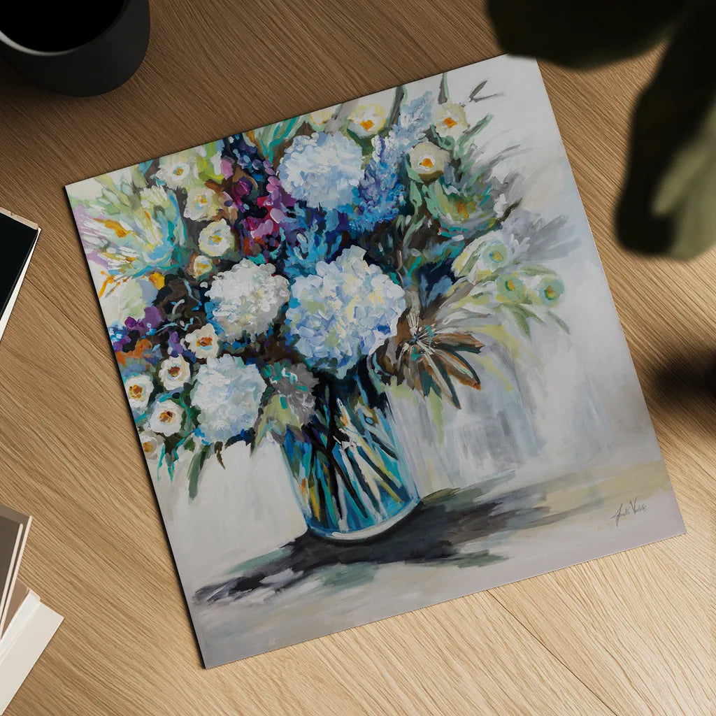 Cecilias Bouquet by Jeanette Vertentes. Shown as a detailed flat fine art print, highlighting archival giclee quality. Available as an archival giclee rolled canvas, fine art paper, or poster print. SKU 84840a.