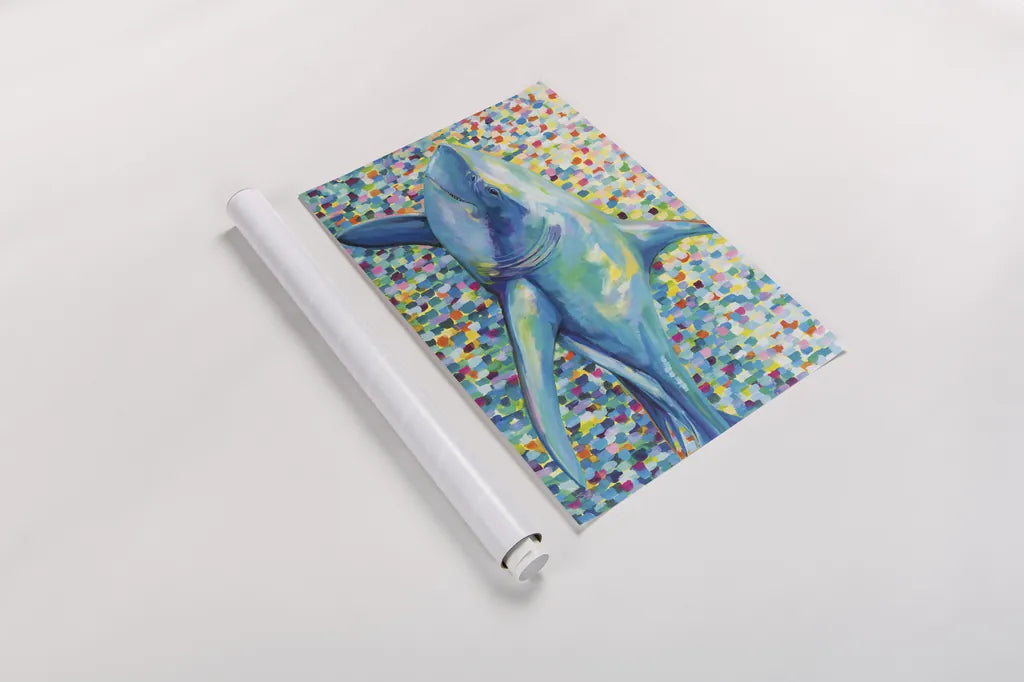 Chatham Shark by Jeanette Vertentes. shown as a rolled paper print. Available as archival giclee rolled canvas, fine art paper, or poster print. SKU 63465i.