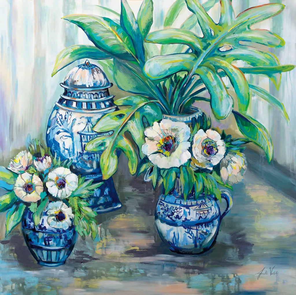 Chinoiserie Day by Jeanette Vertentes. SKU 70707a. Archival Giclee Fine art print for wall decor.