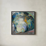 Clamshell Two by Jeanette Vertentes. Shown in a sleek black glass frame for a contemporary gallery look. Available as an archival giclee rolled canvas, fine art paper, or poster print. SKU 55497a.