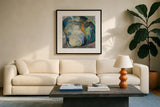 Clamshell Two by Jeanette Vertentes. Displayed in a glass frame with matte in a clean modern living room. Available as an archival giclee rolled canvas, fine art paper, or poster print. SKU 55497a.