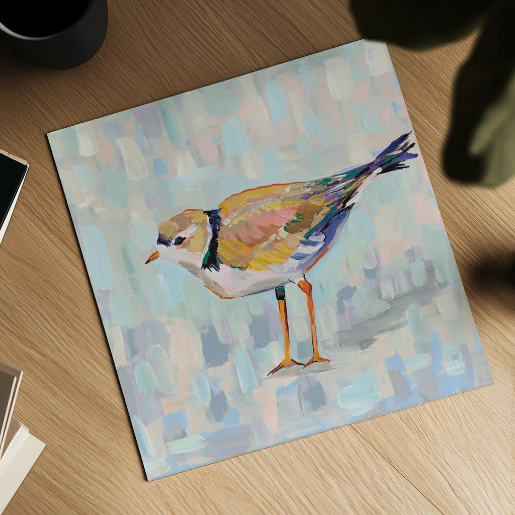 Coastal Plover IV v2 Neutral by Jeanette Vertentes. Shown as a detailed flat fine art print, highlighting archival giclee quality. Available as an archival giclee rolled canvas, fine art paper, or poster print. SKU 56827a.
