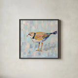 Coastal Plover IV v2 Neutral by Jeanette Vertentes. Shown in a sleek black glass frame for a contemporary gallery look. Available as an archival giclee rolled canvas, fine art paper, or poster print. SKU 56827a.