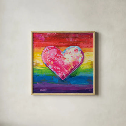 Color My Heart by Jeanette Vertentes. Shown in a natural wood glass frame for a timeless modern aesthetic. Available as an archival giclee rolled canvas, fine art paper, or poster print. SKU 101652a.