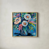 Confetti by Jeanette Vertentes. Shown in a natural wood glass frame for a timeless modern aesthetic. Available as an archival giclee rolled canvas, fine art paper, or poster print. SKU 74831a.