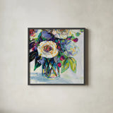 Content Bright Crop by Jeanette Vertentes. Shown in a sleek black glass frame for a contemporary gallery look. Available as an archival giclee rolled canvas, fine art paper, or poster print. SKU 68329a.