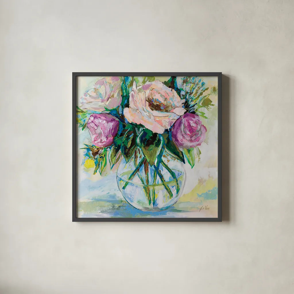 Crystal Clear by Jeanette Vertentes. Shown in a sleek black glass frame for a contemporary gallery look. Available as an archival giclee rolled canvas, fine art paper, or poster print. SKU 71505a.