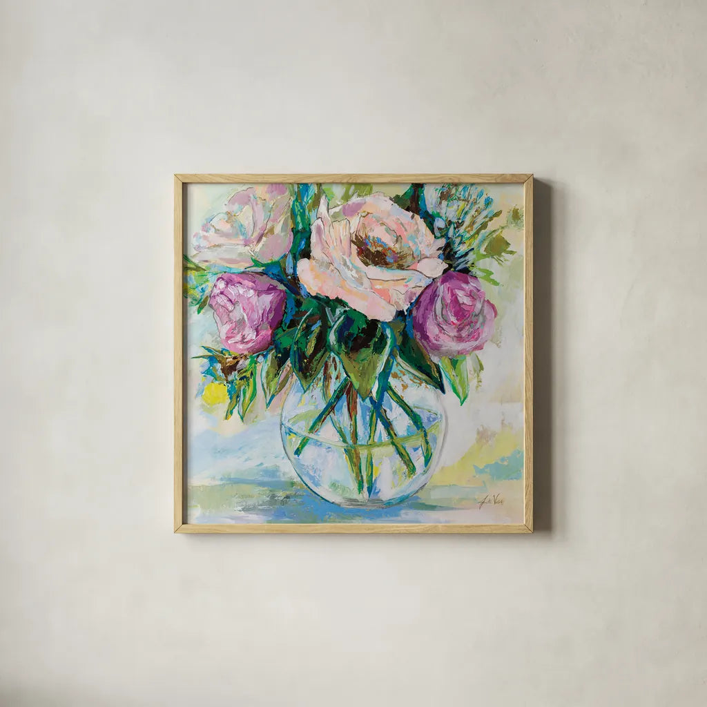 Crystal Clear by Jeanette Vertentes. Shown in a natural wood glass frame for a timeless modern aesthetic. Available as an archival giclee rolled canvas, fine art paper, or poster print. SKU 71505a.