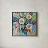 Curious by Jeanette Vertentes. Shown in a sleek black glass frame for a contemporary gallery look. Available as an archival giclee rolled canvas, fine art paper, or poster print. SKU 87093a.