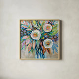 Curious by Jeanette Vertentes. Shown in a natural wood glass frame for a timeless modern aesthetic. Available as an archival giclee rolled canvas, fine art paper, or poster print. SKU 87093a.