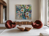 Curious by Jeanette Vertentes. Shown as extra-large giant wall art in a modern living room. Available as an archival giclee rolled canvas, fine art paper, or poster print. SKU 87093a.