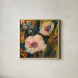 Dances by Jeanette Vertentes. Shown in a natural wood glass frame for a timeless modern aesthetic. Available as an archival giclee rolled canvas, fine art paper, or poster print. SKU 49347a.