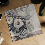 Delighted Greige by Jeanette Vertentes. Shown as a detailed flat fine art print, highlighting archival giclee quality. Available as an archival giclee rolled canvas, fine art paper, or poster print. SKU 55390a.
