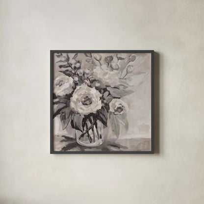Delighted Neutral by Jeanette Vertentes. Shown in a sleek black glass frame for a contemporary gallery look. Available as an archival giclee rolled canvas, fine art paper, or poster print. SKU 54800a.