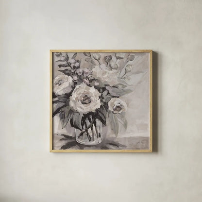 Delighted Neutral by Jeanette Vertentes. Shown in a natural wood glass frame for a timeless modern aesthetic. Available as an archival giclee rolled canvas, fine art paper, or poster print. SKU 54800a.