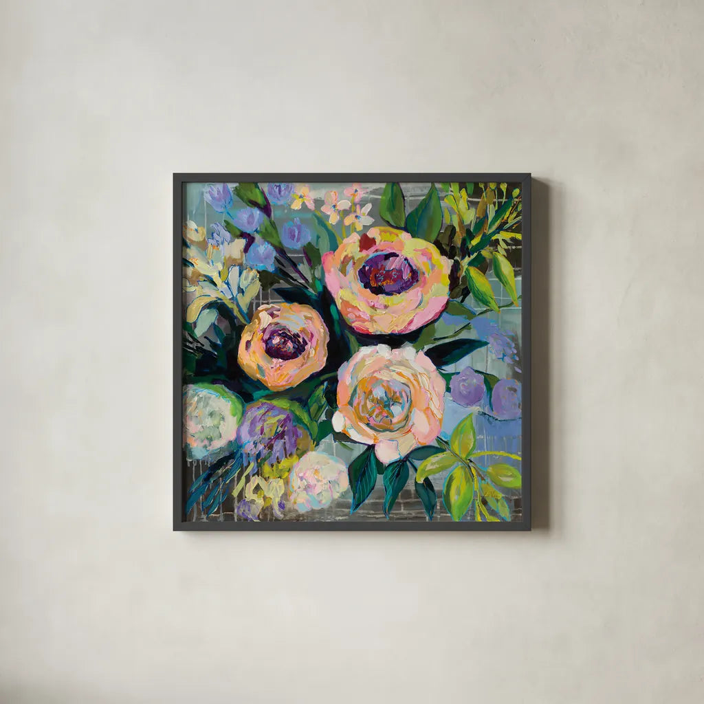 Dreamy by Jeanette Vertentes. Shown in a sleek black glass frame for a contemporary gallery look. Available as an archival giclee rolled canvas, fine art paper, or poster print. SKU 53177a.