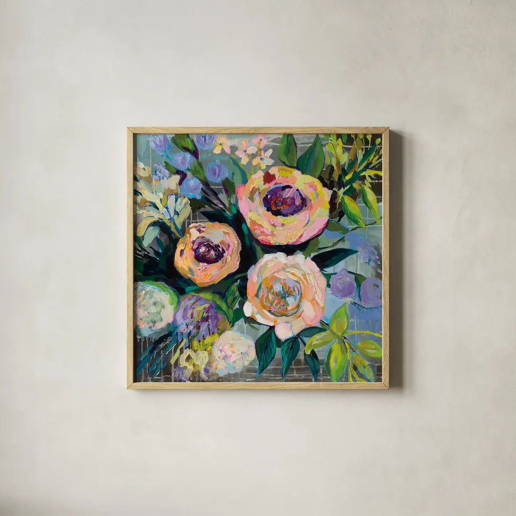 Dreamy by Jeanette Vertentes. Shown in a natural wood glass frame for a timeless modern aesthetic. Available as an archival giclee rolled canvas, fine art paper, or poster print. SKU 53177a.