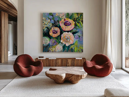 Dreamy by Jeanette Vertentes. Shown as extra-large giant wall art in a modern living room. Available as an archival giclee rolled canvas, fine art paper, or poster print. SKU 53177a.